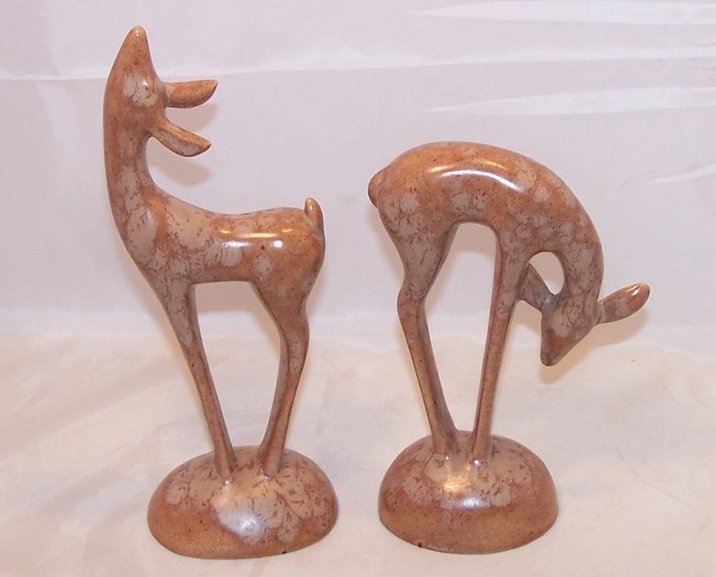 Image 2 of Elwill Art Pottery Brown Spotted Deer Pair, Canada