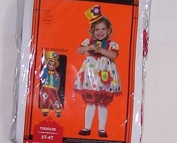 Clown Costume w Makeup Kit, Sz 3T, 4T Girl New