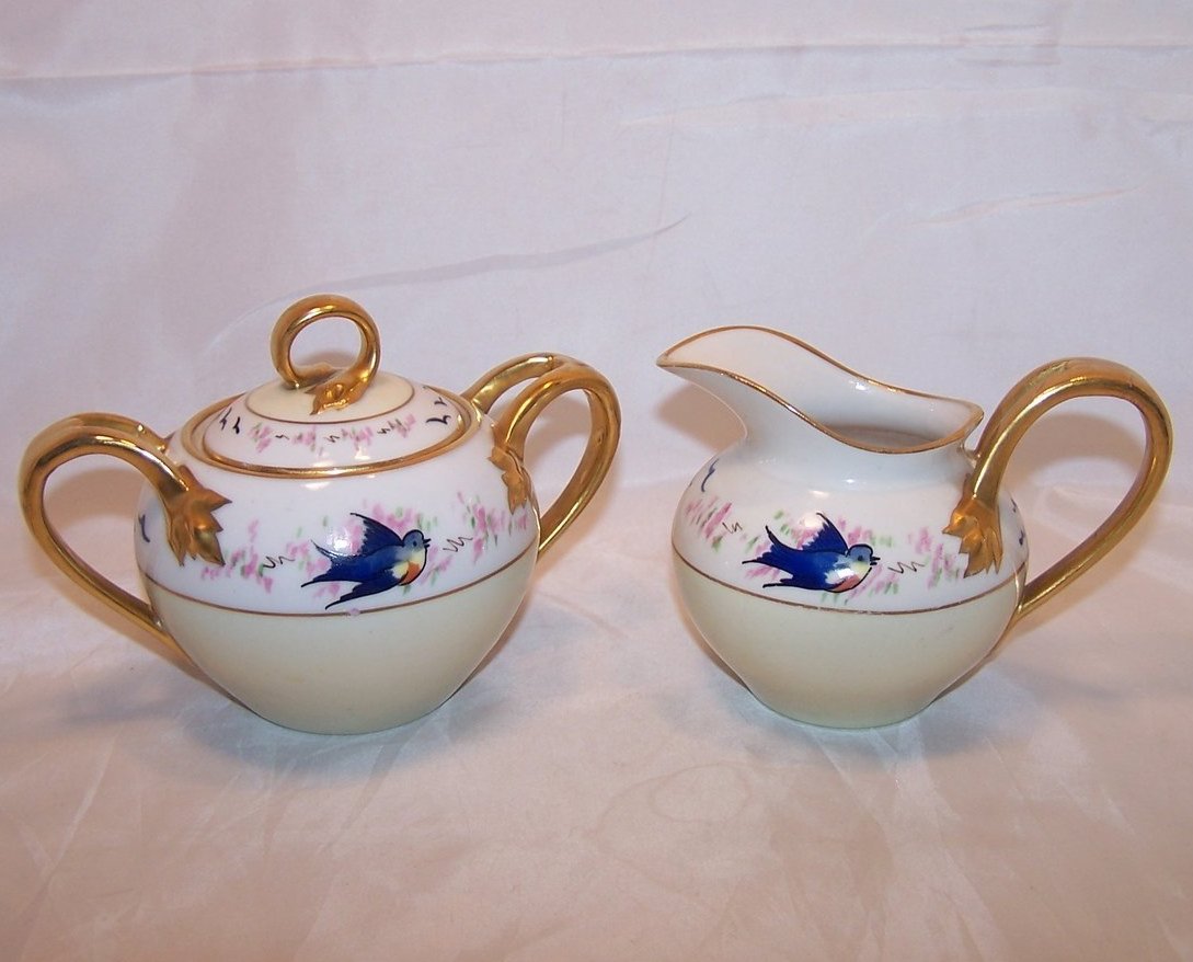 Image 0 of T&V Tressemanes & Vogt Bluebird Creamer and Sugar, France 