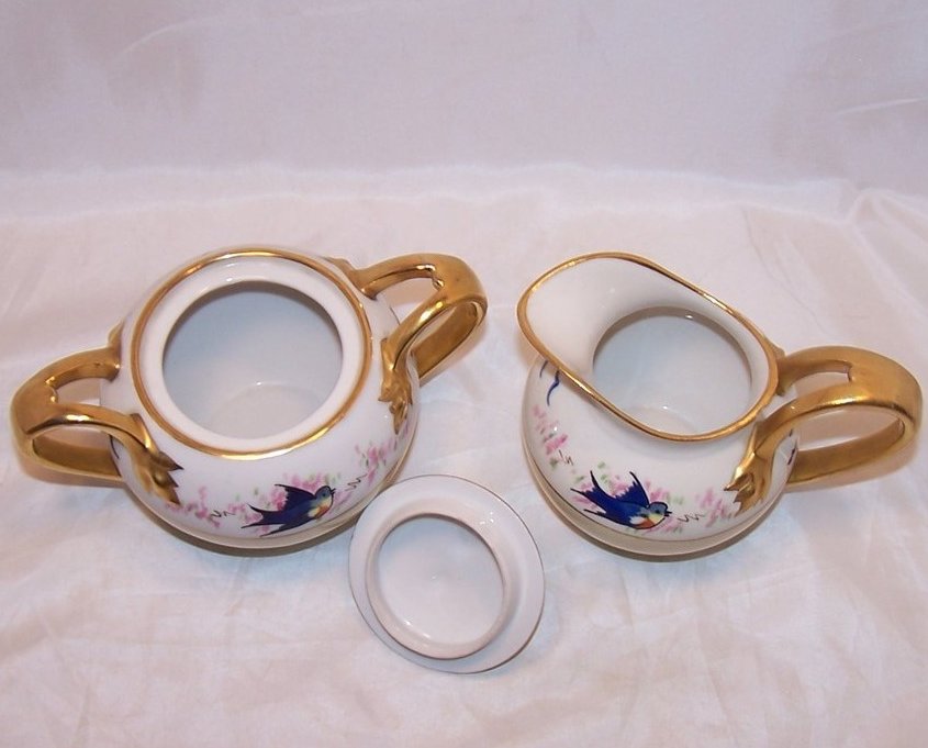 Image 3 of T&V Tressemanes & Vogt Bluebird Creamer and Sugar, France 