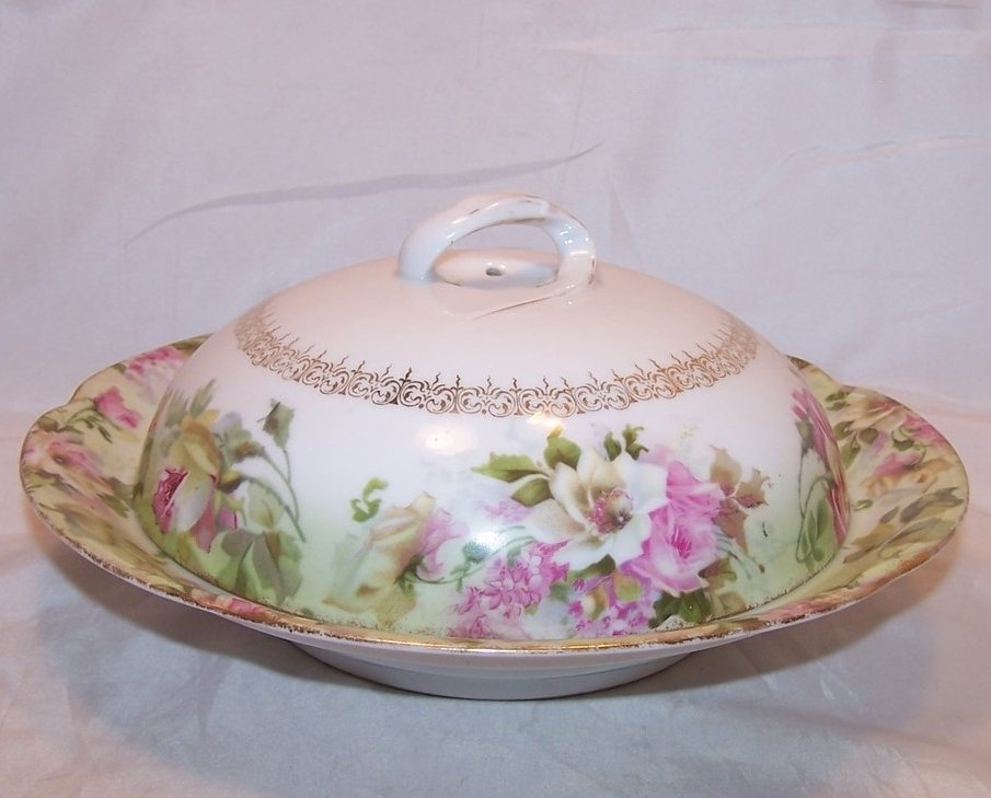 Image 1 of Jaeger and Company Floral Vegetable Bowl with Lid, 1902