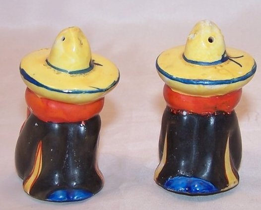 Sombero Wearing Mexican Men, Figures Salt and Pepper Shakers, Japan Japanese