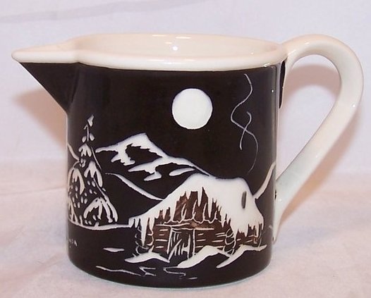 Image 0 of Mugs and Jugs Winter Scene Pitcher, Creamer, Anchor Point Alaska, Artist Signed