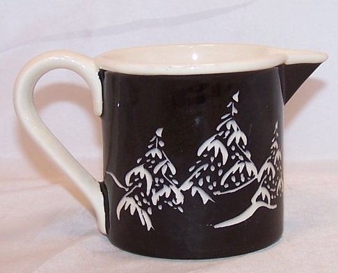 Image 2 of Mugs and Jugs Winter Scene Pitcher, Creamer, Anchor Point Alaska, Artist Signed