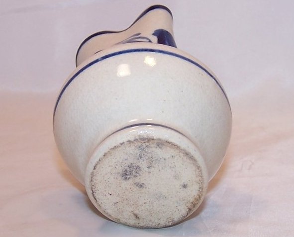 Image 5 of Hand Pinch Pottery Creamer, White, with Blue Flowers and Leaves