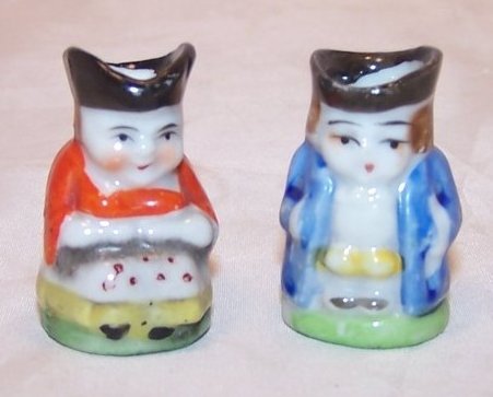 Toby Creamers Man and Woman Pair, Japan, Miniature 