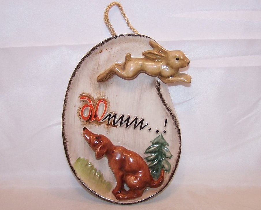 Image 0 of Goebel Howling Hunting Hound and Running Rabbit Plaque Wall Hanging, 1956, WX88