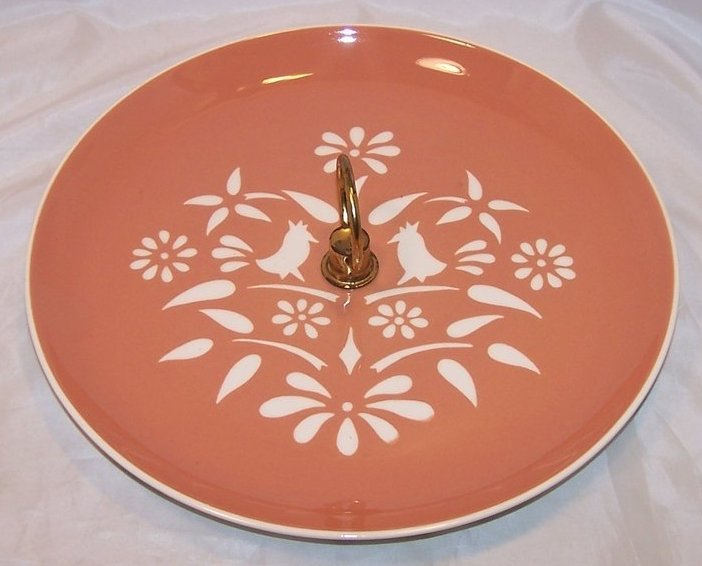 Harker Ware Harkerware Art Pottery Serving Plate, Glaze Cutouts, USA