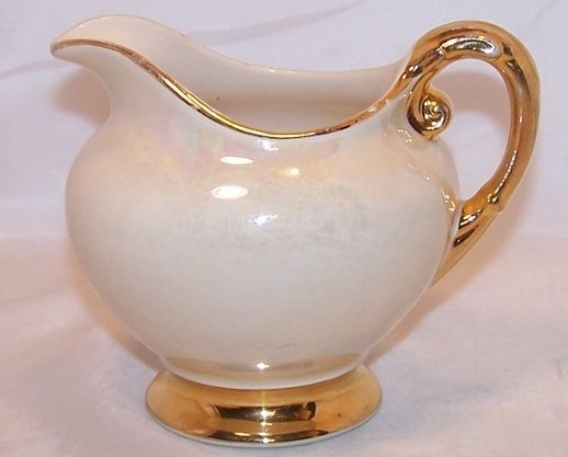 Gold Creamer, Iridescent Ivory with Gold 22 Karat 