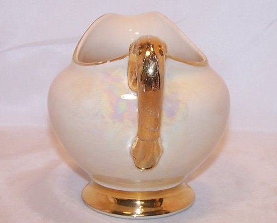 Image 1 of Gold Creamer, Iridescent Ivory with Gold 22 Karat 