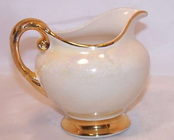 Image 2 of Gold Creamer, Iridescent Ivory with Gold 22 Karat 
