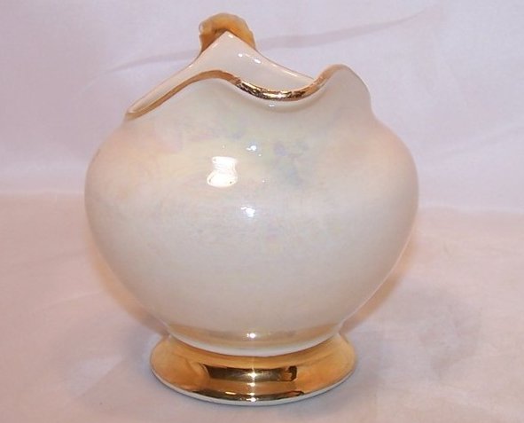 Image 3 of Gold Creamer, Iridescent Ivory with Gold 22 Karat 