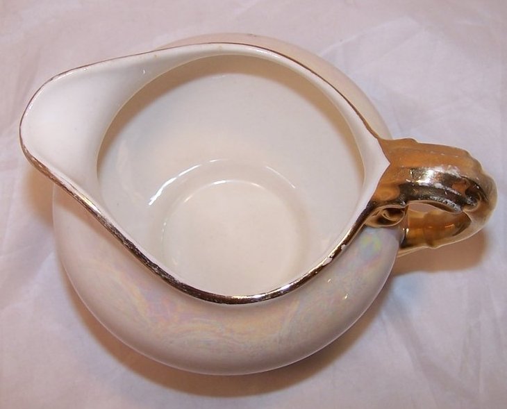 Image 5 of Gold Creamer, Iridescent Ivory with Gold 22 Karat 