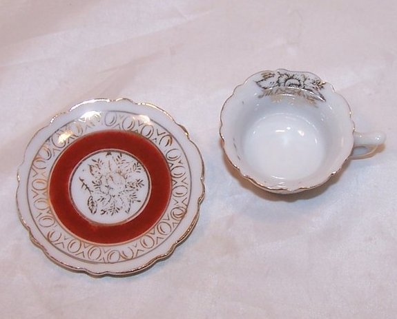 Image 1 of Miniature Teacup Cup w Saucer, Japanese, Occupied Japan