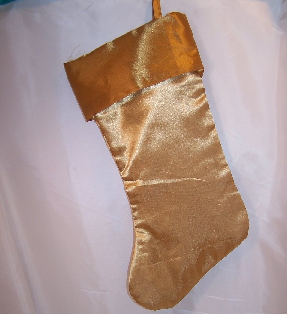 Image 1 of Christmas Stocking Gold Poinsetta Embroidery Sparkle