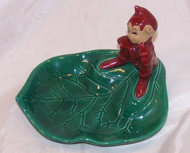 Image 1 of Pixie on Leaf, Gnome Dwarf Elf Bowl, Dish, California