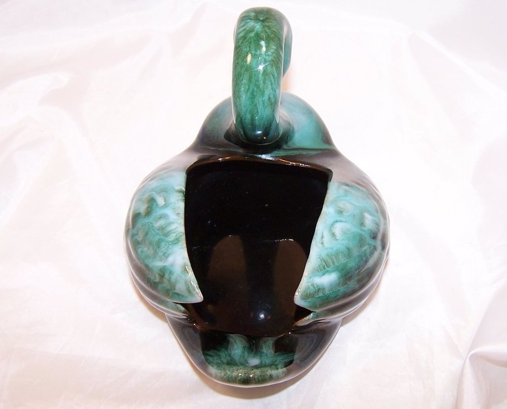 Image 3 of Swan Planter, Teal on Very Dark Brown, Blue Mountain Pottery, Canada
