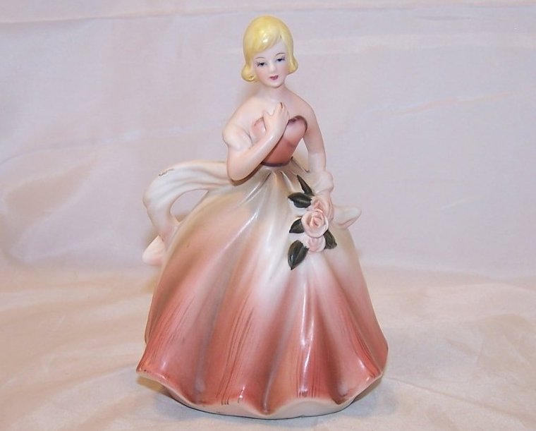 Image 0 of Lady in Ball Gown w Roses, Vintage Planter, Napcoware