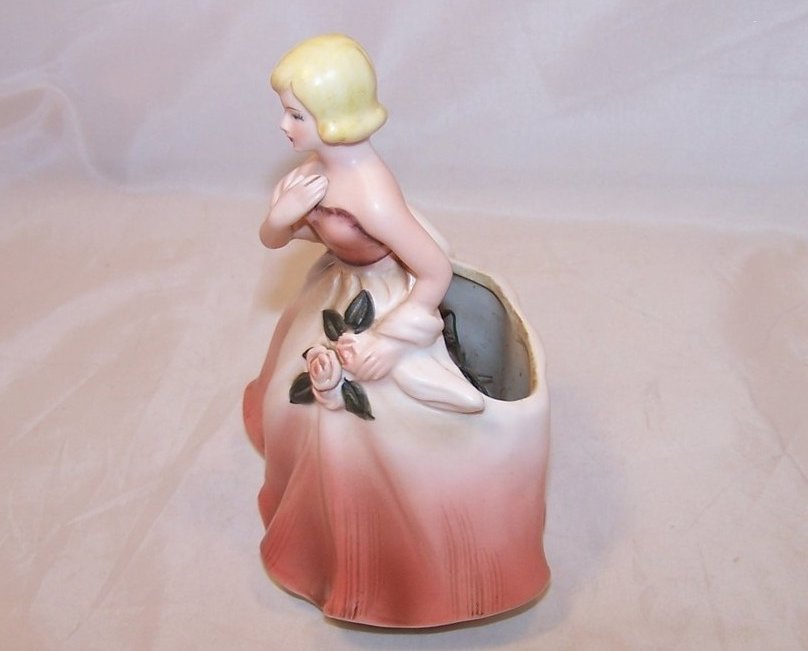 Image 1 of Lady in Ball Gown w Roses, Vintage Planter, Napcoware