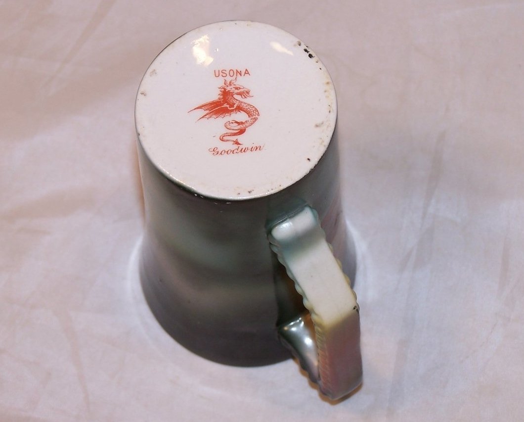 Image 4 of Rare USONA Goodwin Cup, Cherry Tree Pattern, Dragon Sea Serpent Logo, 1912