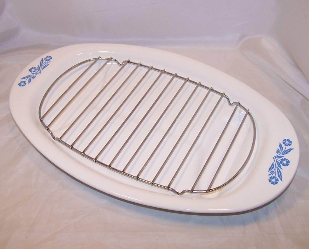 Image 0 of Corningware Roasting Serving Platter, Cornflower, P 19, Made in USA