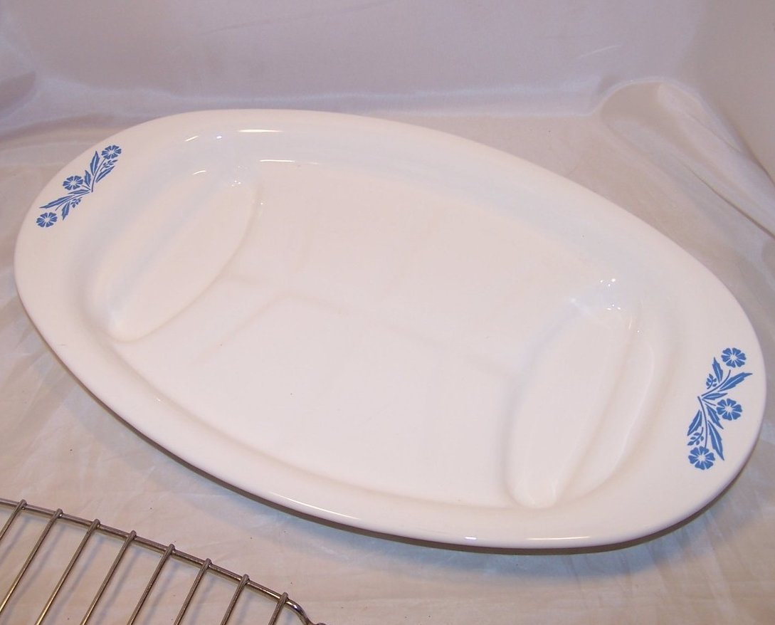 Image 1 of Corningware Roasting Serving Platter, Cornflower, P 19, Made in USA