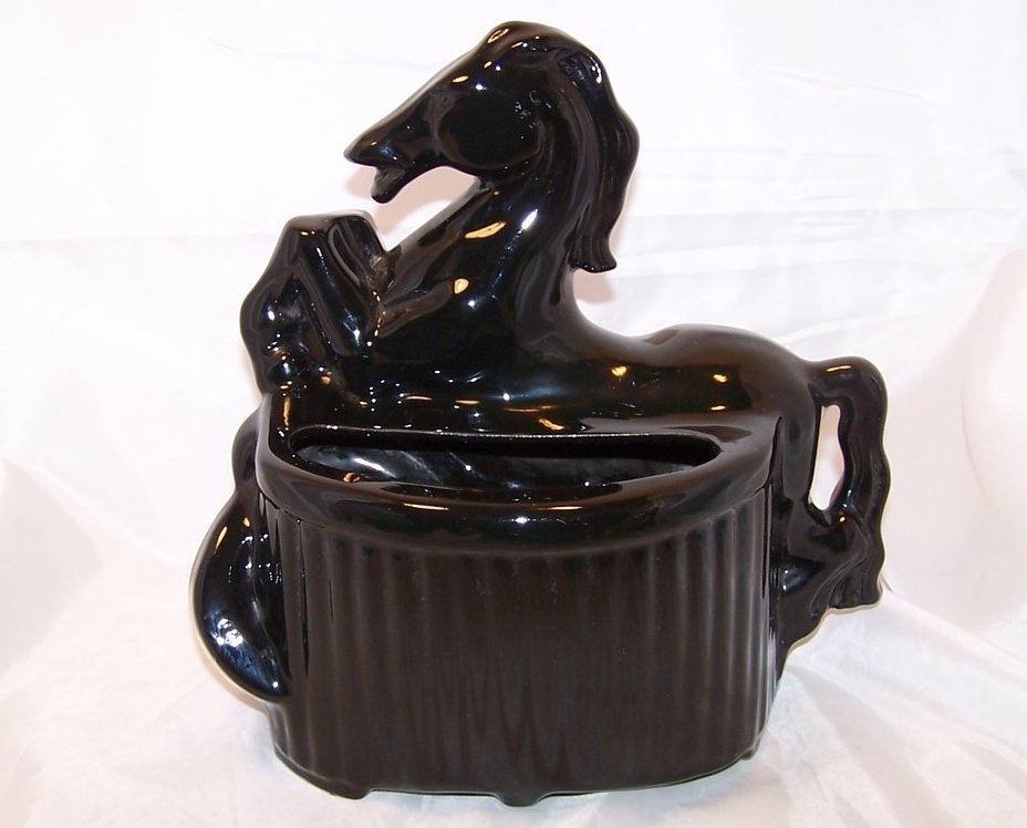 Image 2 of Black Stallion Horse Planter, Vintage