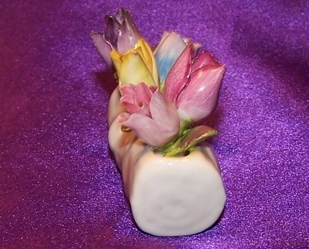 Image 1 of Tulips Sprouting from Snowy Log Figurine, Coalport, Bone China