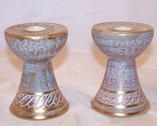 Taper Candlestick Pair, Hand Painted Stangl Pottery 4064, Candlesticks