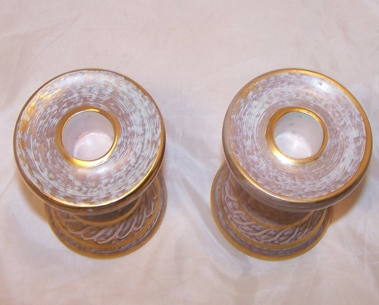 Image 1 of Taper Candlestick Pair, Hand Painted Stangl Pottery 4064, Candlesticks