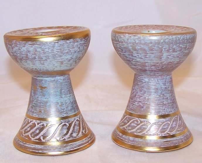 Image 2 of Taper Candlestick Pair, Hand Painted Stangl Pottery 4064, Candlesticks