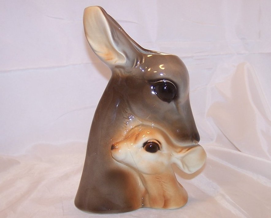 Image 0 of Royal Copley Deer, Doe and Fawn Head Vase