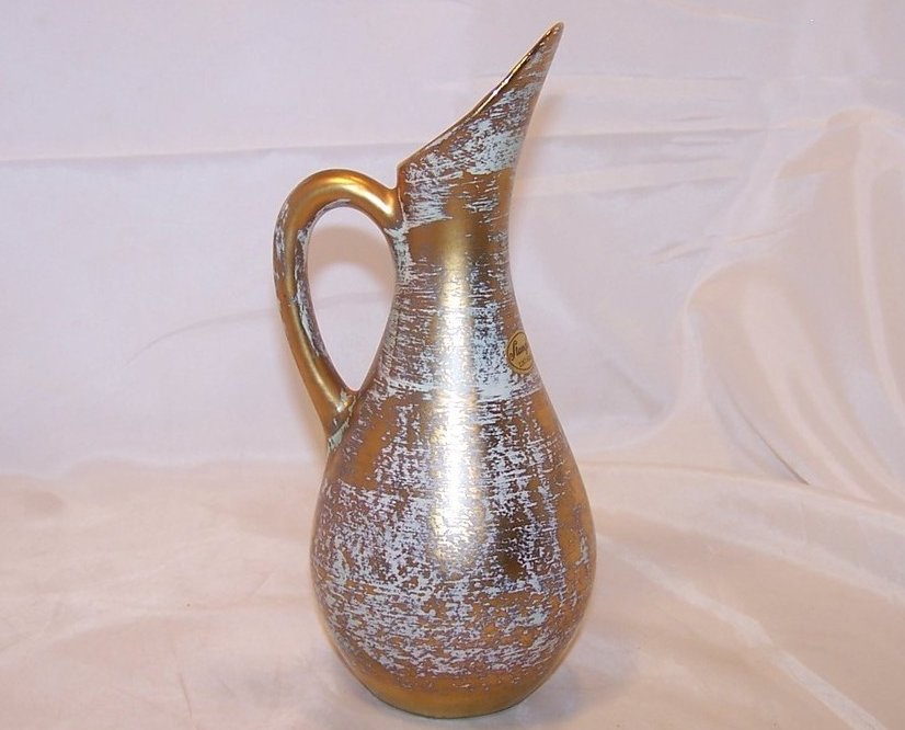 Image 2 of Tall Stangl Pitcher, Hand Painted 4056 Antique Gold