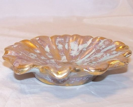 Image 1 of Daisy Flower Shallow Bowl, Dish, Ashtray Stangl Gold and Aqua, Ash Tray