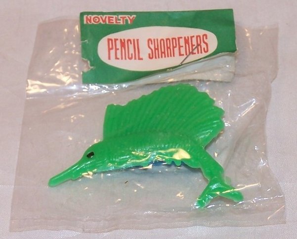 Green Plastic Swordfish Pencil Sharpener, Vintage Seventies