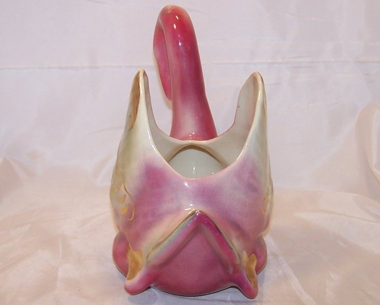 Image 1 of Swan Planter, Colonial China, Pink Green Gold