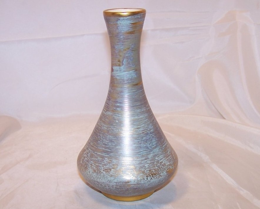 Image 0 of Stangl Vase, Gold and Aqua, 4050, Eight Inches Tall