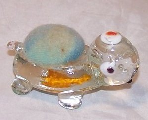 Image 0 of Glass Turtle Pincushion w Hidden Heart