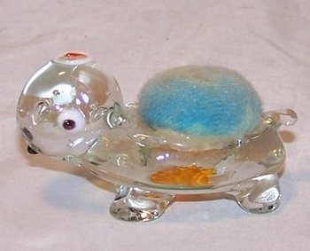 Image 2 of Glass Turtle Pincushion w Hidden Heart