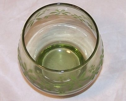 Image 1 of Short Candle Holder, Green Flower, Sixties, Seventies Vintage