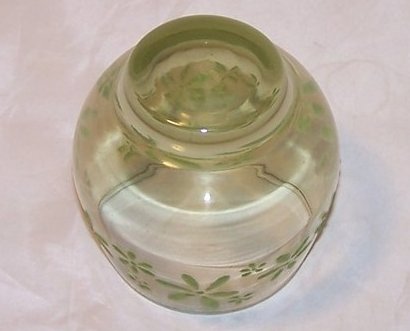 Image 2 of Short Candle Holder, Green Flower, Sixties, Seventies Vintage