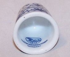 Image 2 of Thimble Blue, White Flower Motif, Hutschenreuther Germany