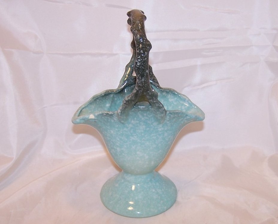 Image 2 of Hull Basket Vase with Twig Handle, Speckled