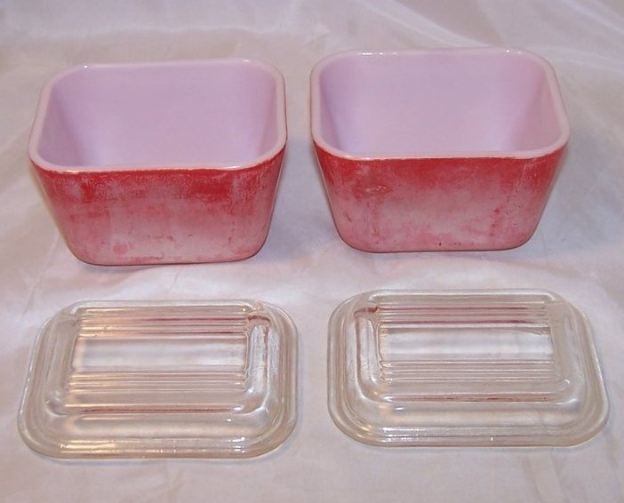 Image 3 of Pair of Pyrex Red Refrigerator Glass Dish, Lid