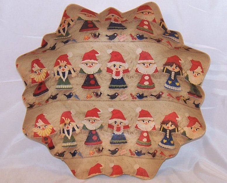 Image 0 of Christmas Elves German Paper Serving Bowl, Vintage, Great Collectors Piece