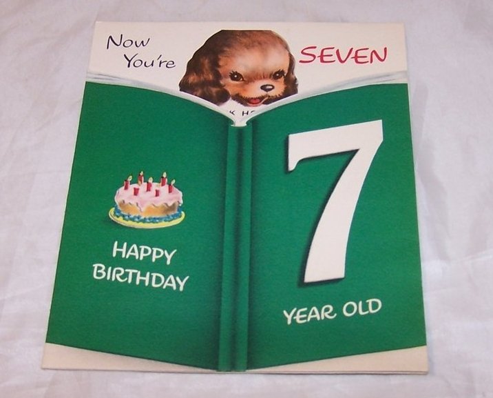 Birthday Card for Seven Year Old, Vintage, Unused, Norcross, New York