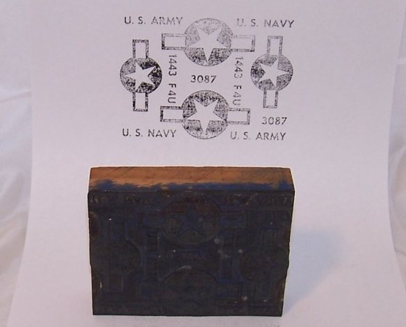 Image 1 of Military Metal and Wood Stamp, Army Navy