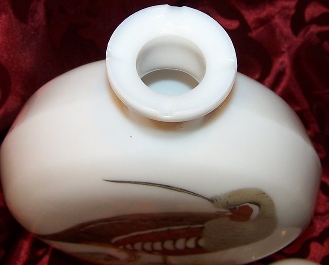 Image 2 of Mountain Quail Field Birds, Singer, Milk Glass Decanter Bottle