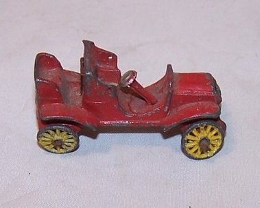 Red Die Cast Toy Metal Car with Yellow Spoke Metal Tires, Japan