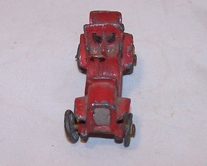 Image 1 of Red Die Cast Toy Metal Car with Yellow Spoke Metal Tires, Japan